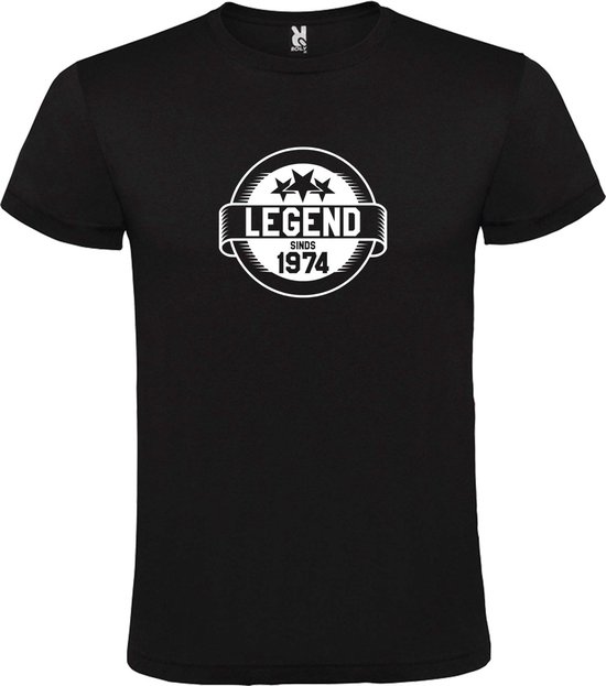 T-Shirt Zwart avec Image «Legend depuis 1974 » Wit Taille XXL