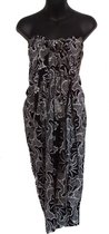 Hamamdoek, sarong, pareo, wikkeljurk exclusief figuren patroon lengte 115 cm breedte 180 cm kleuren zwart wit.