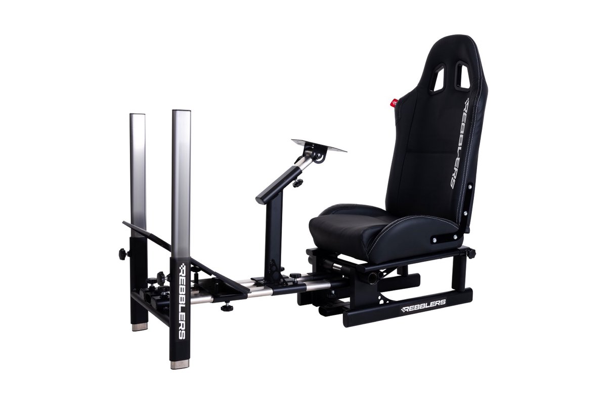 Rebblers PRO - Kantelbare Race Simulator met zwarte Gamestoel - geschikt voor F1 Racegames Rally Racing simulaties en Simracing
