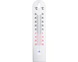 Foto: Binnen buiten thermometer wit kunststof 5 x 20 cm buitenthemometers temperatuurmeters