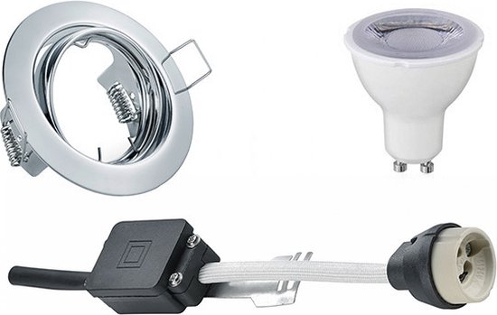 LED Spot Set - Torna - GU10 Fitting - Dimbaar - Inbouw Rond - Glans Chroom - 6W - Warm Wit 3000K - Kantelbaar Ø83mm