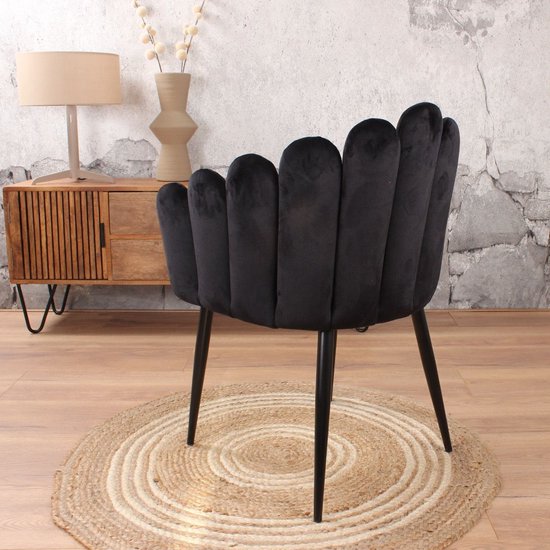 Chaise de salle à manger Flower velours noir