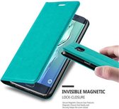 Cadorabo Hoesje geschikt voor Samsung Galaxy S6 EDGE in BENZINE TURKOOIS - Beschermhoes met magnetische sluiting, standfunctie en kaartvakje Book Case Cover Etui