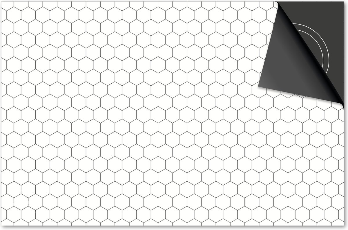 Inductie beschermer 71x52 - afdekplaat inductie mat - Dietrix Kookplaat beschermer - DELUXE - Hexagon - Hexagon creme zwarte lijen