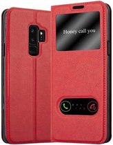 Cadorabo Hoesje geschikt voor Samsung Galaxy S9 PLUS in SAFRAN ROOD - Beschermhoes met magnetische sluiting, standfunctie en 2 kijkvensters Book Case Cover Etui