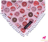LanaBandana Dogwear | Valentijn | Hondenbandana | Slide over bandana | Love is... Coffee and Donuts maat M