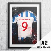 Heerenveen Poster Voetbal Shirt A2+ Formaat 43,2 x 61 cm (Posters gepersonaliseerd met eigen naam en nummer) - Voetbal Cadeau