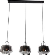 QAZQA kevin - Art Deco Hanglamp eettafel voor boven de eettafel | in eetkamer - 3 lichts - L 130 cm - Grijs - Woonkamer | Slaapkamer | Keuken
