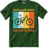 Echte mannen hebben geen motor nodig Heren T-shirt | Fietsen | Wielrennen | Mountainbike | cadeau - T-Shirt - Unisex - Bottle Groen - Maat 3XL