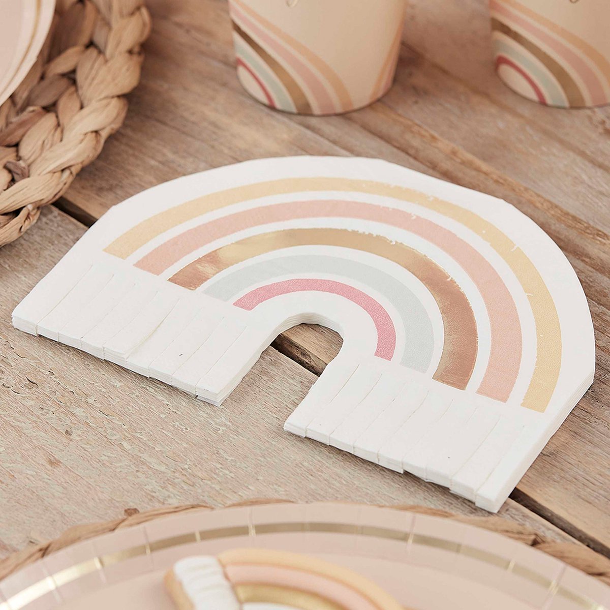Ginger Ray Set 16 papieren servetten | Rainbow Fringe