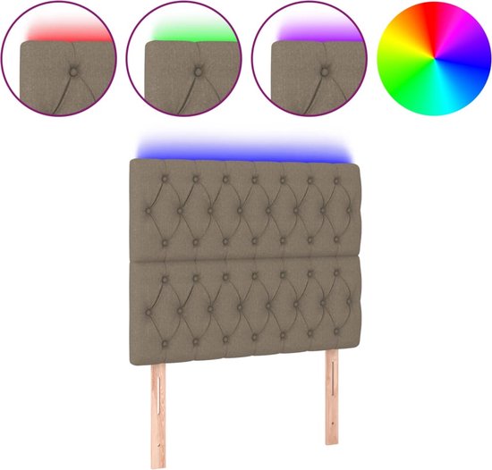 Tête de lit LED vidaXL 100 x 7 x 118/128 cm - Tête de lit classique - Tête de lit LED - Tête de lit avec LED - Tête de lit couleur taupe - Tête de lit en Tissus