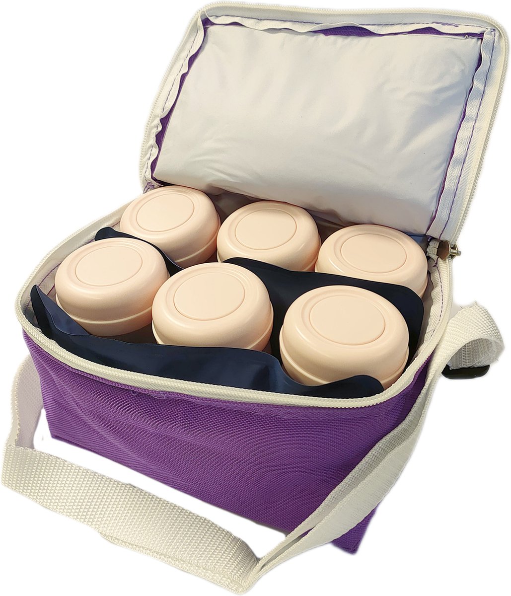 Moedermelk flesjes - 6 x 160ml - met paars koeltasje en koelelementen - borstvoeding flesjes - BPA vrij