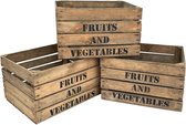 Fruitkist Fruits and Vegetables - set van drie kisten (gebruikt) DecoLis
