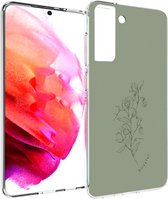 iMoshion Hoesje Geschikt voor Samsung Galaxy S21 FE Hoesje Siliconen - iMoshion Design hoesje - Groen / Floral Green