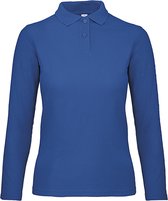 Dames Long Sleeve Polo ID.001 Kobaltblauw merk B&C maat XXL