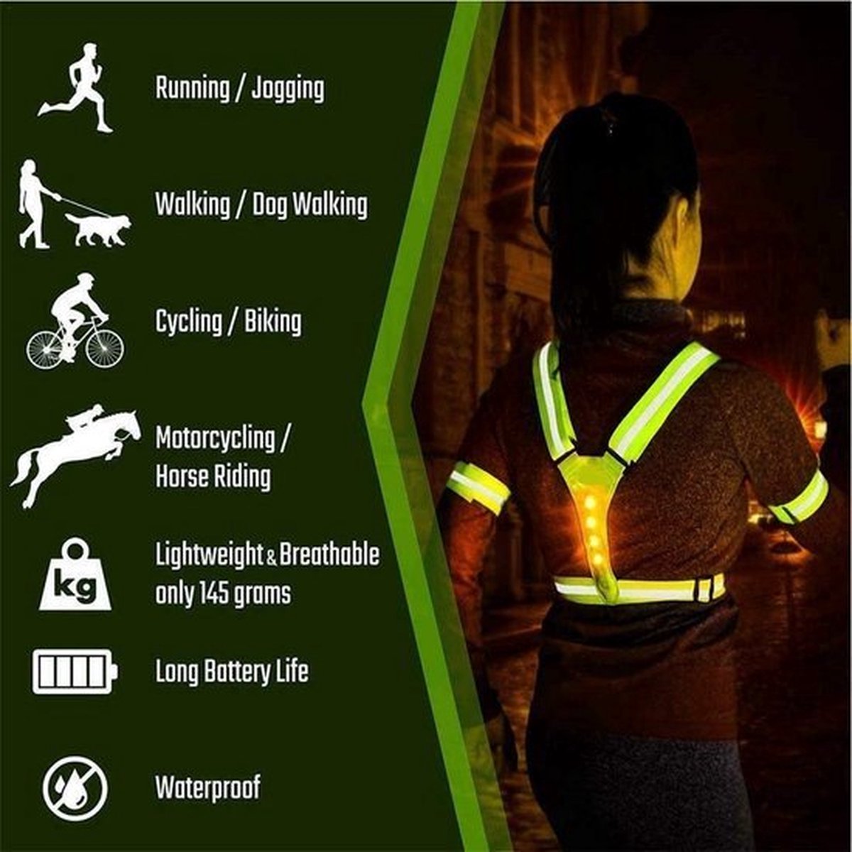 Hardloopvest met verlichting - Hardlopen -  Reflecterend - Veiligheidsvest - Hardloopaccessoires - Hardloopverlichting - Sport vest - Running vest - One size fits all - Merkloos