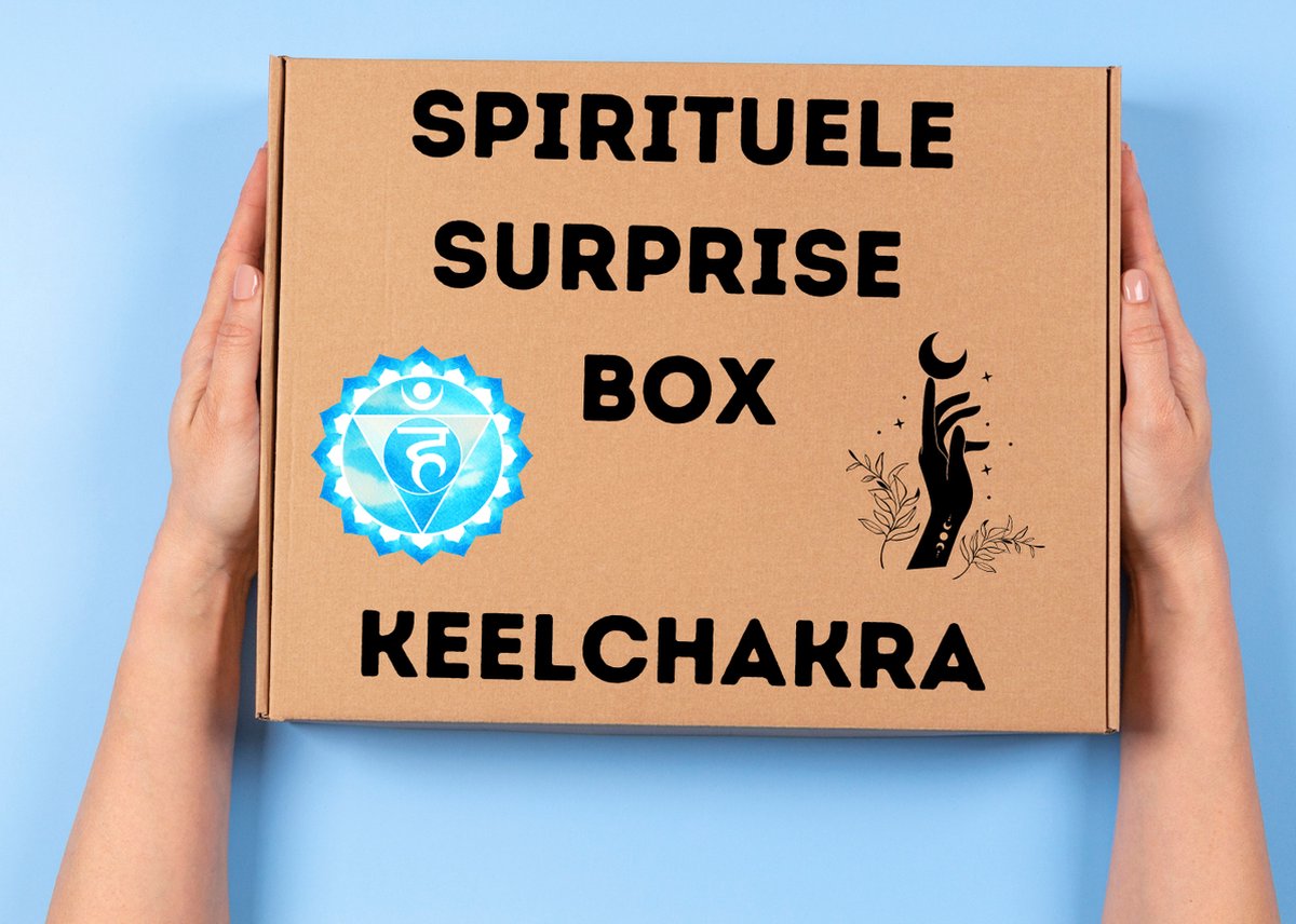 Spirituele Surprise Box Keelchakra - Esoterie - Unieke samenstelling - Intuïtief Pakket - Kristallen - Wierook