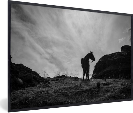 Fotolijst incl. Poster - Paard - Wolken - Weide - 120x80 cm - Posterlijst