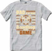 Dad Is My Name, Hunting Is My Game | Jagen - Hunting - Jacht - T-Shirt - Unisex - Donker Grijs - Gemêleerd - Maat 4XL