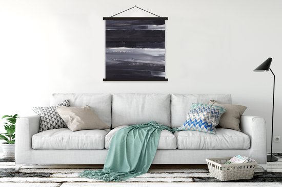Porte-affiche avec affiche - Affiche scolaire - Peinture - Abstrait - Zwart - 90x90 cm - Lattes noires