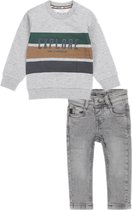 Dirkje -Koko Noko - Kledingset - 2delig - Grijze washed look jeans - Grijze sweater - Maat 92