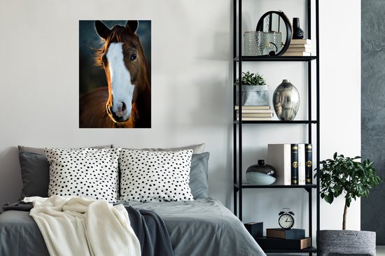 Poster Tête de cheval au lever du soleil papier 40x60 cm - Tirage photo sur Poster (décoration murale salon / chambre) / Poster Animaux de la ferme