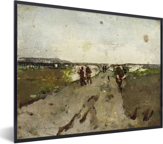Fotolijst incl. Poster - Landschap bij Waalsdorp met soldaten op manoeuvre - Schilderij van George Hendrik Breitner - 40x30 cm - Posterlijst