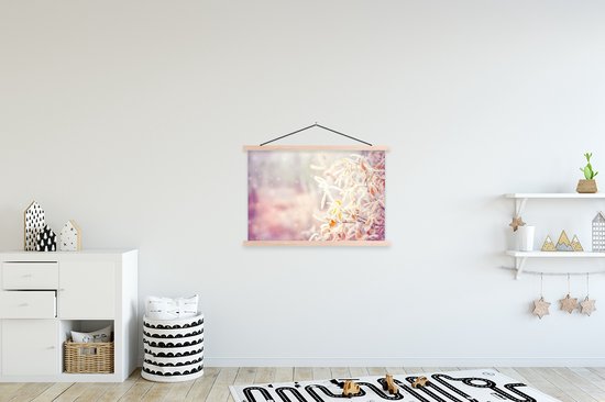 Posterhanger incl. Poster 90x60 cm - Schoolplaat - Winter - Takken - Sneeuw - Natuur - Textielposter - Blanke latten