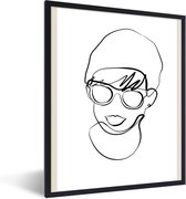 Fotolijst incl. Poster - Vrouwen - Minimalisme - Line art - 60x80 cm - Posterlijst