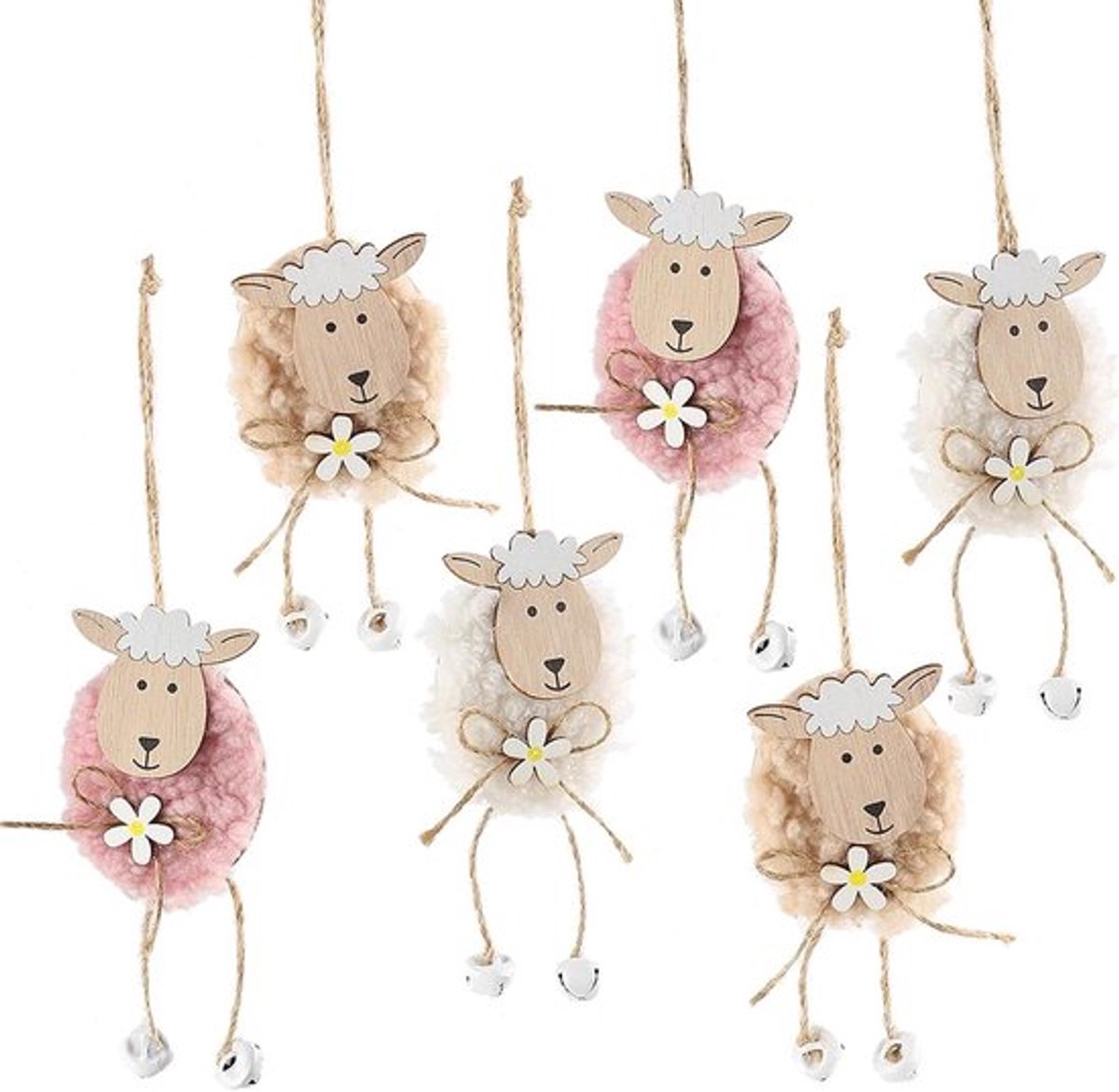 6 stukken houten paashaas hangers Allecto Plus
