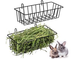 Hooibak Konijn - Voerbak Dieren - Netjes Voeren - Hol Netontwerp - 2 Stuks - Zwart