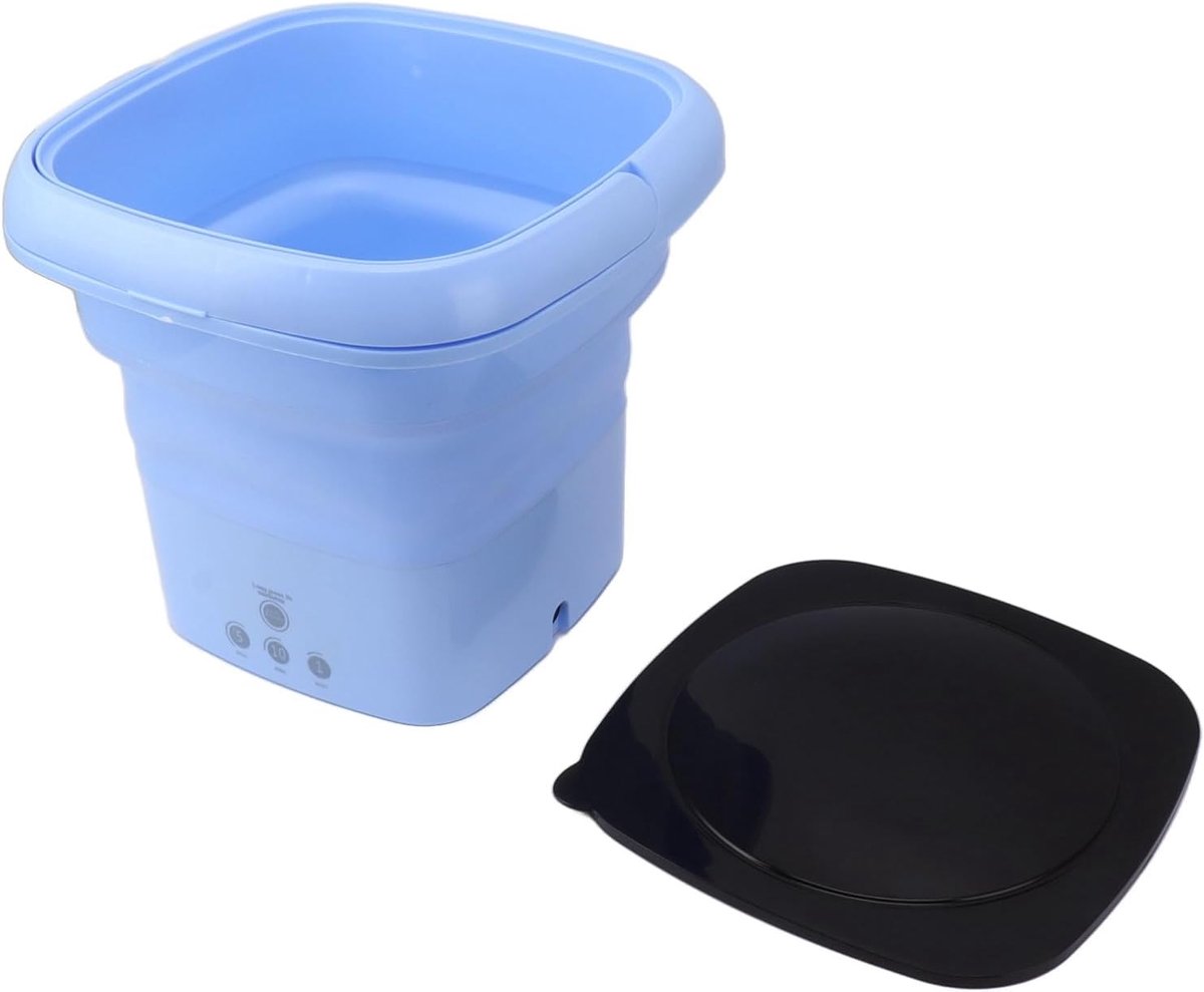 Opvouwbare Wasmachine Mini Emmer Compact Wassen Ingebouwde Dehydrator 30 x 28 x 17 cm Blauw