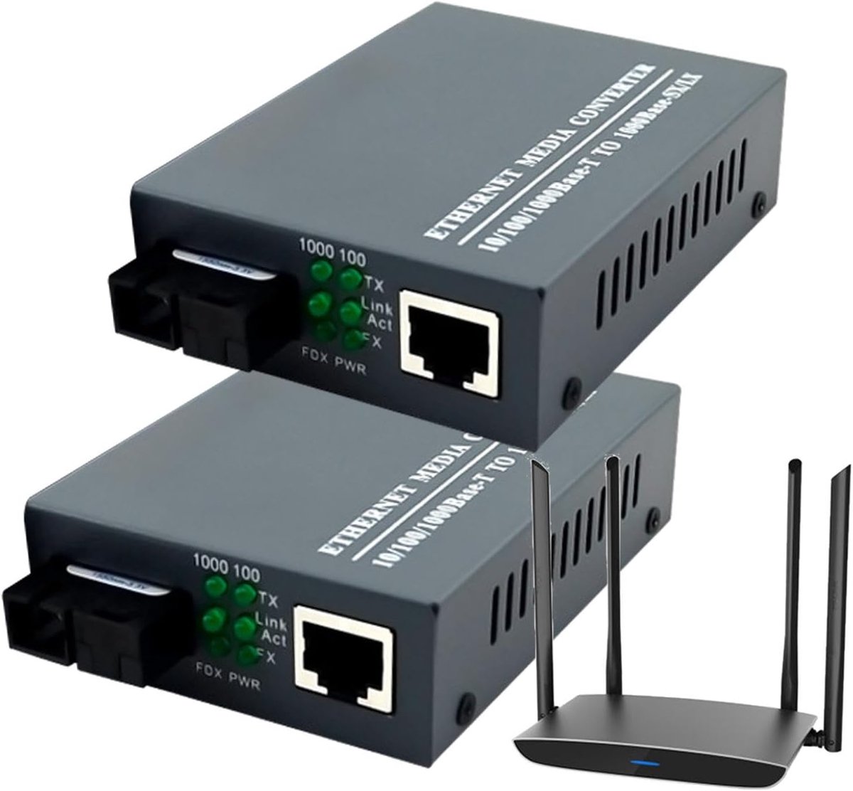 Glasvezel Converter - Ethernet Adapter - Netwerk Uitbreiden - Gigabit Single Mode - 1 stuk - Metaal