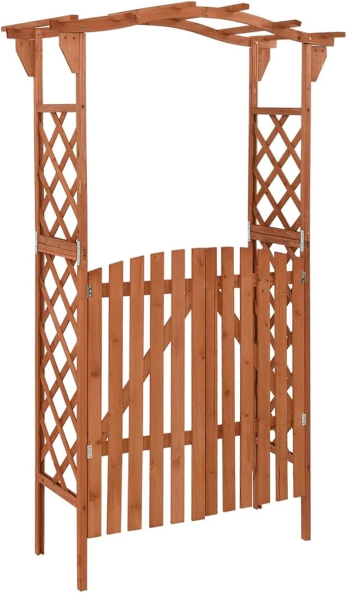 Houten Rozenboog - Tuinpoort Decoratie - Tuin Aankleden - Massief Hout - 204 cm Hoog - Houtkleur