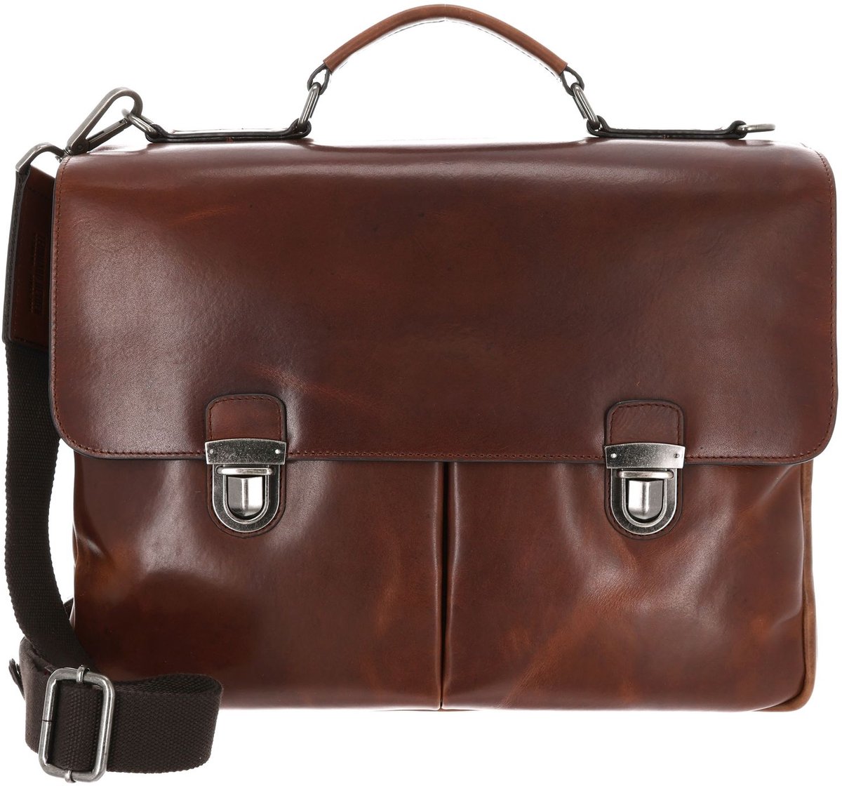 LEONHARD HEYDEN Leren aktetas business tas met laptopvak Roma Aktenmappe 3 Fächer 5364 Braun donkerbruin