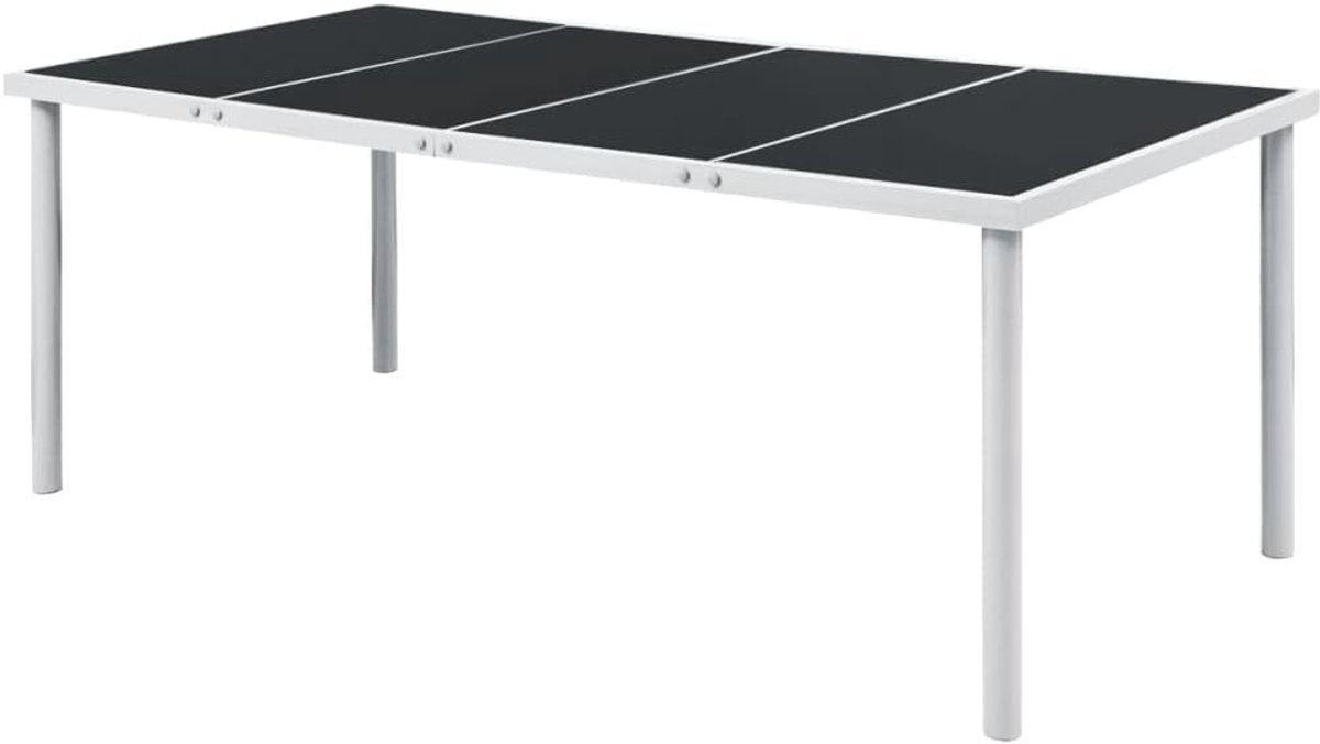 Eettafel - Tuinmeubel Tafel - Buiten Dineren - Strakke Lijnen - 190 x 90 x 74 cm - Zwart Grijs