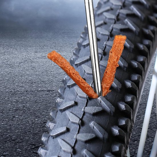 Bandenreparatieset - Tubeless Kit - Fietsbanden Repareren - Drie Maten Strips - 30 Stuks - Zwart Bruin — afbeelding 4