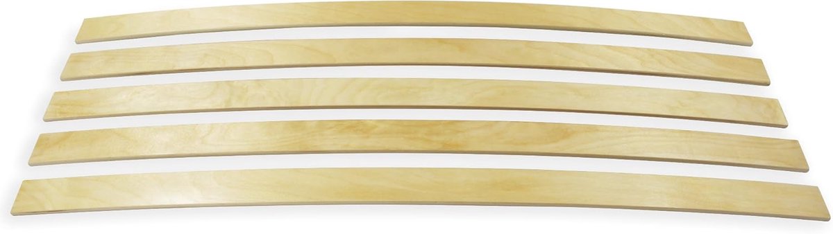 Houten Latten Set - Bedbodem Onderdelen - Bed Reparatie - Buigzaam Multiplex - 5 Stuks - Natuurlijk Gelakt