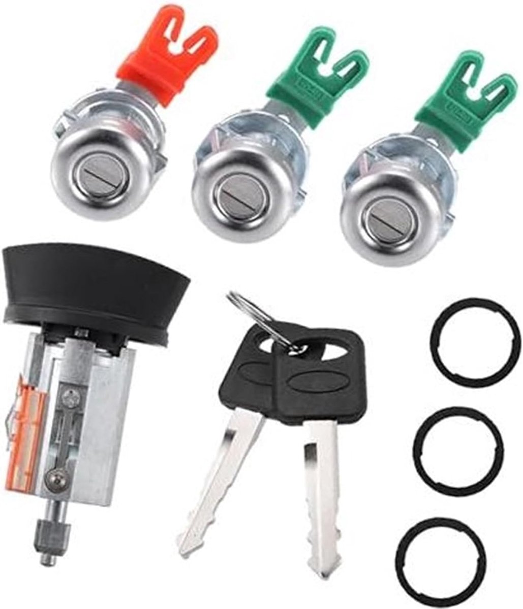 Contactslot Cilinder - Startslot Set - Motor Starten - Voertuig Beveiligen - 3 Sleutels - Zilver Zwart