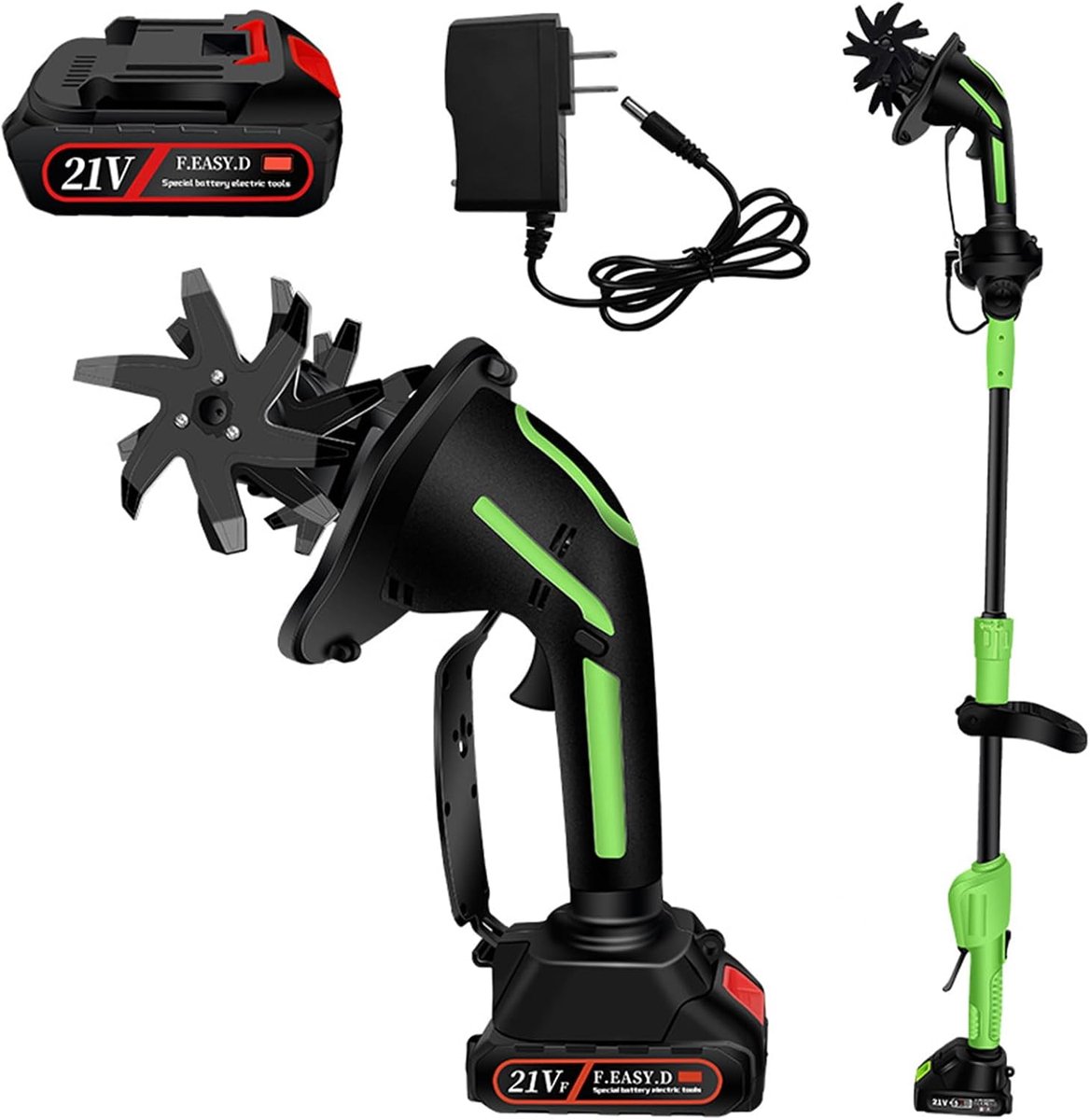 Draadloze Tuinfrees - Elektrische Cultivator - Bodem Bewerken - 2-in-1 Verstelbaar - 10 Cm Breed - Zwart