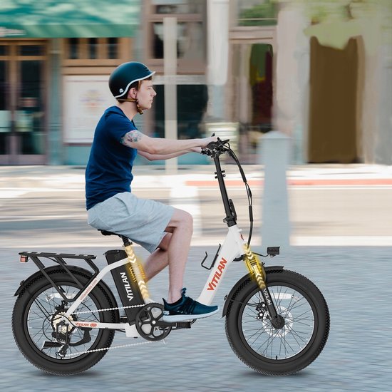 VITILAN U3 Witte Opvouwbare Elektrische Fiets - 48V 13Ah Accu, 120km Bereik, 20" Vetbanden, 7-Speed Shimano - Wit — afbeelding 5