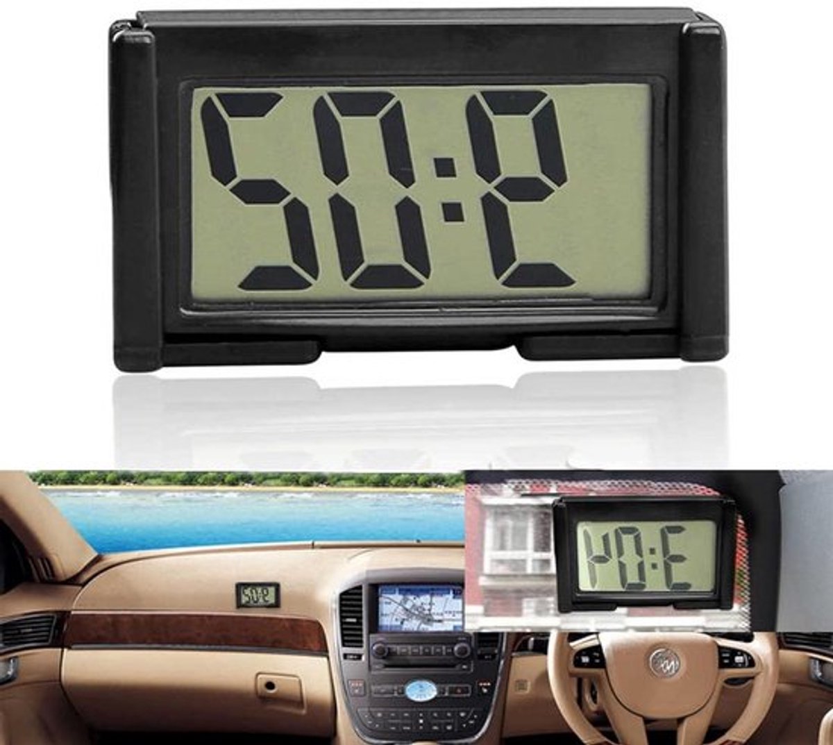 Allecto Plus - Auto LCD Klok | Draagbare Elektronische Vloeibare Kristallen Klok