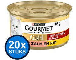 20x Gourmet - Gold Fijne Hapjes Zalm & Kip - Kattenvoer Natvoer - 85g