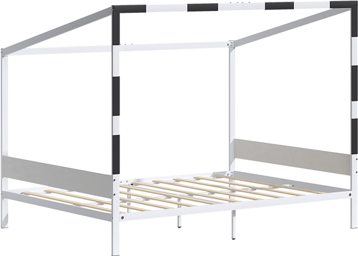 Vitalispa Kinderbed Goal, Wit/Zwart, 140x200