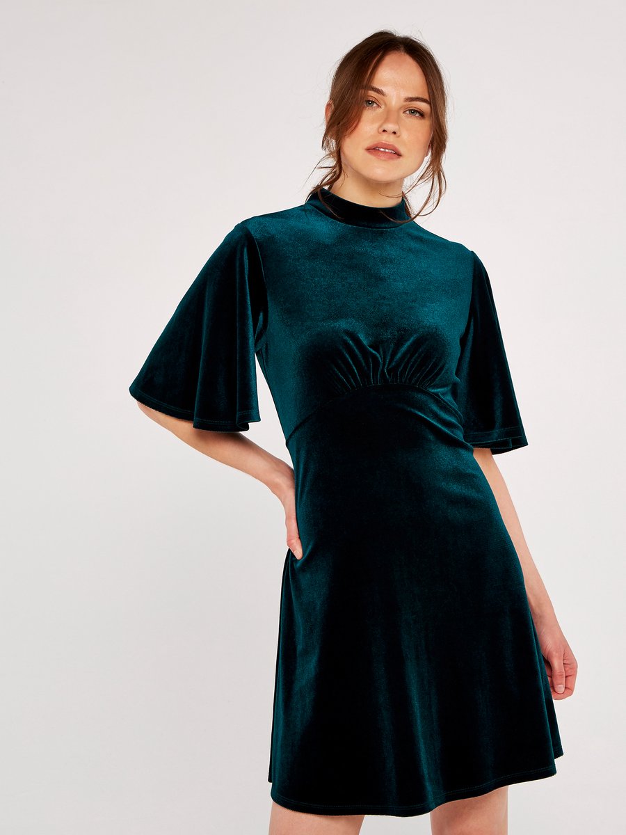 Fit-and-flare fluwelen mini-jurk