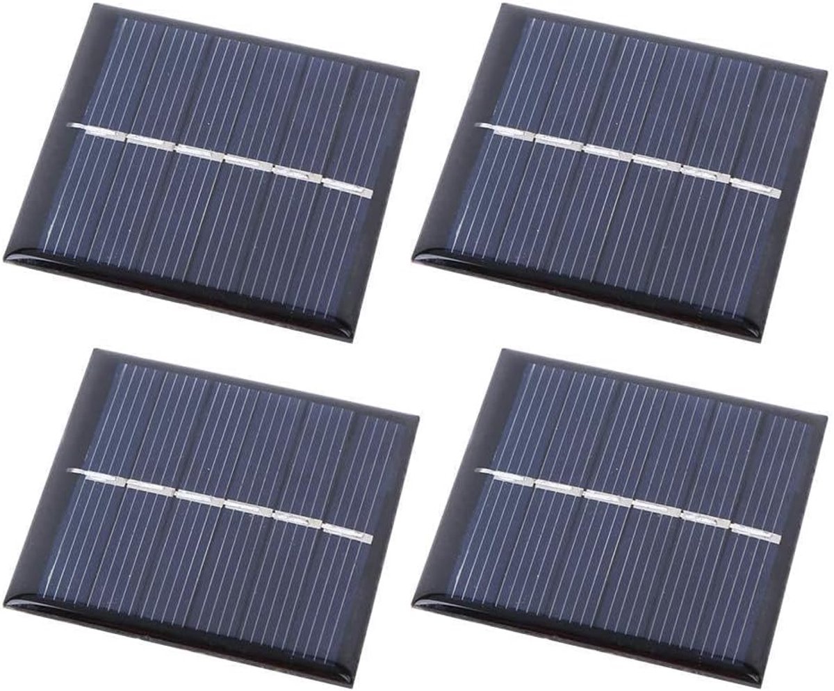 Zonnepanelen Set - Mini Zonnecellen - Kleine Apparaten Laden - Hoge Omzettingssnelheid - 4 Stuks - Zwart