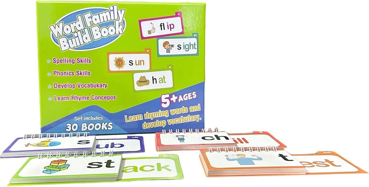 Foniek Leerboeken - Letterklanken Leren - Kleuter Educatie - Interactieve Woordflappen - 30 Delig - Multicolor