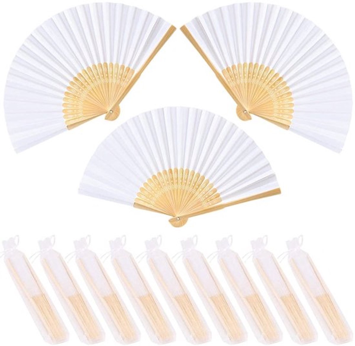 Allecto Plus - Witte papieren waaiers - Set van 12 stuks - Decoratie voor zomer en