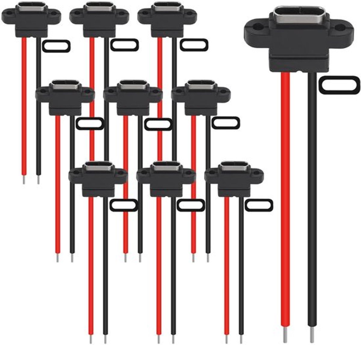 Usb-c sockets 10-stuk, 5V 3A, 150mm PD compatibel
