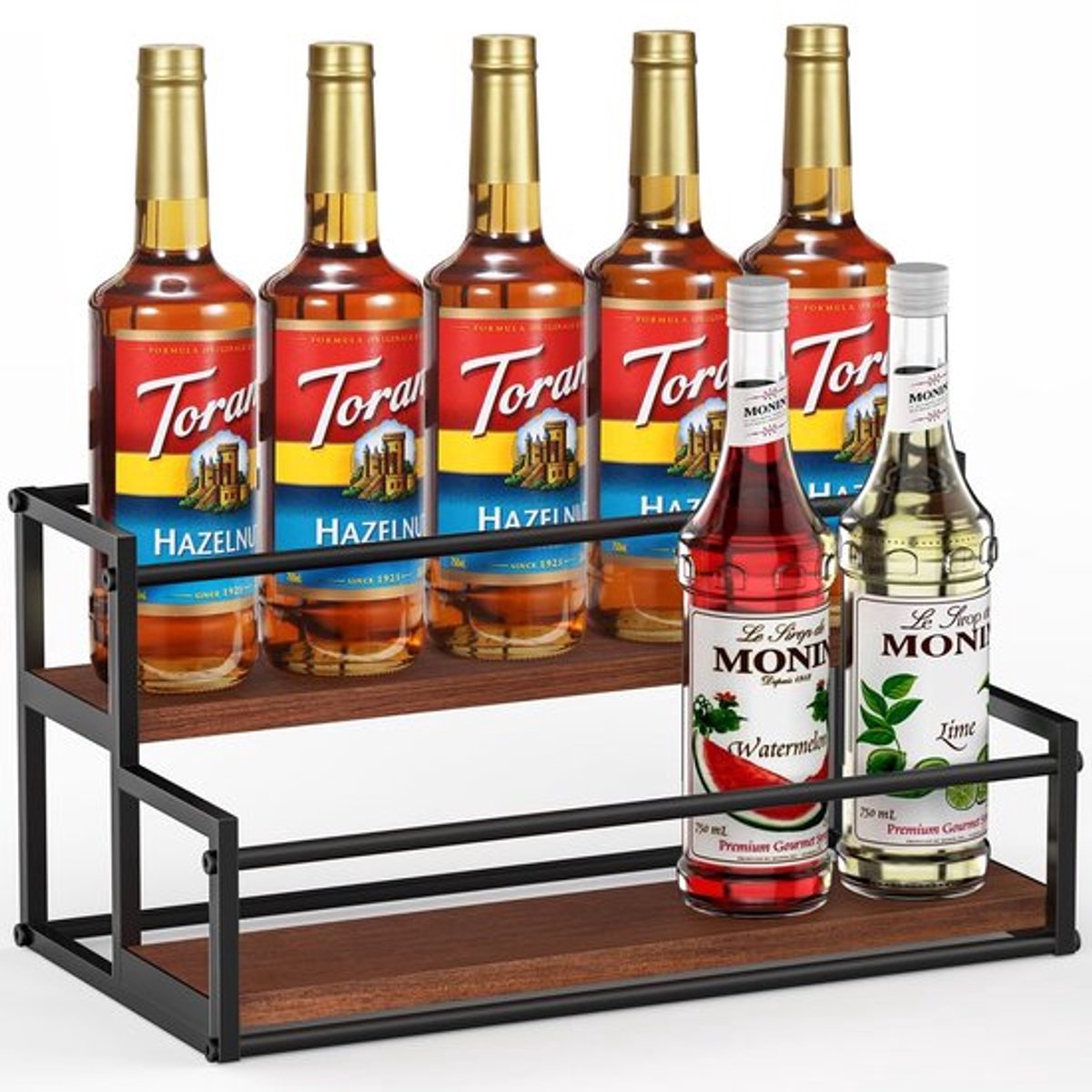 Virtubuy - Syrup Organizer - 2-Tier Syrup Rack - Stabiel en Praktisch - Zwart